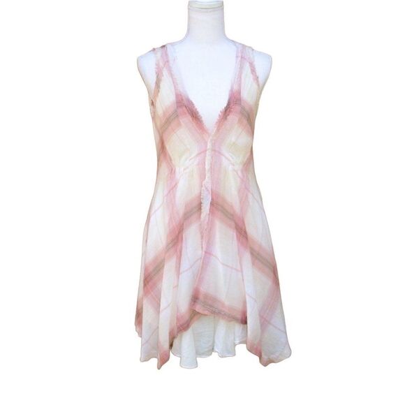 Elizabeth and James Pink Cream Plaid Dress - Picture 1 of 8
